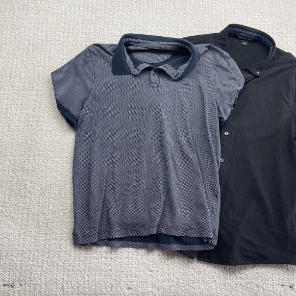 Lot x2 Michael Kors Polo Men's L Black / Blue Preppy Button up / Pullover - Picture 6 of 14